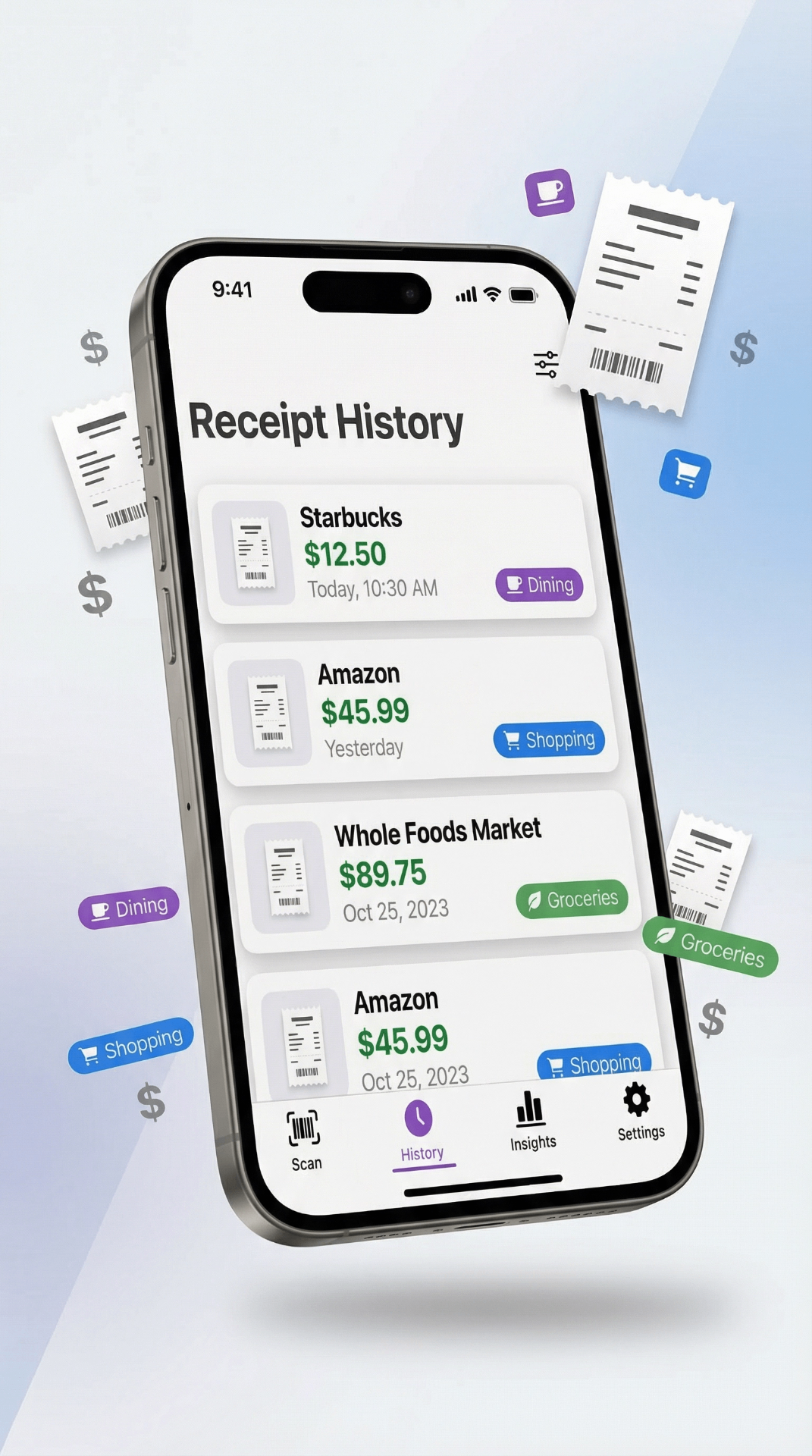 ReceiptSync receipt saved confirmation screen